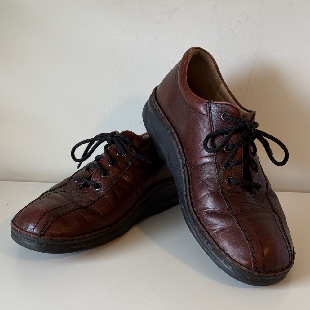 Finn Comfort Men's Brown Leather Oxfords Lace Up UK Size 7.5 US Size 8.5 EUC